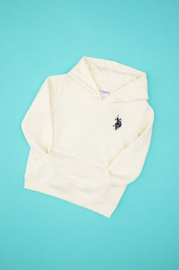 Erkek _ocuk Krem Basic Kap__onlu Sweatshirt