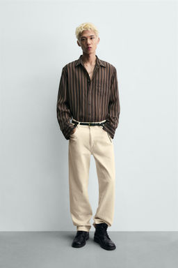 CAMISA FLUIDA RAYAS / Marr?n