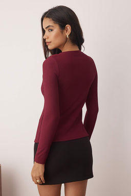 Siyah Ottoman Dik Yaka Dugmeli Uzun Kol Vucuda Oturan Orme Bluz TWOAW26BZ00191 - Trendyolmilla фото 4