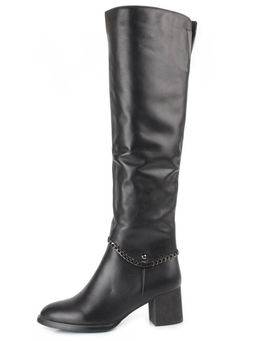 D8H098-07B-1BM BLACK Сапоги демисезонные женские (натуральная кожа, натуральная байка)