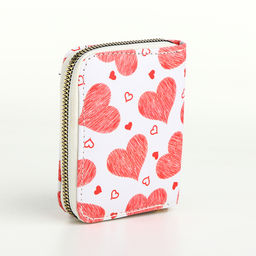 Кошелёк на молнии «Сердечки», маленький, белый