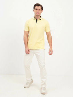 Джемпер мужской с воротником поло короткий рукав GREG G144-PO1246T-SA0048 (лимон)  фото 6