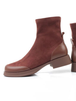 01-H24B-34HJ BROWN Ботинки демисезонные женские (натуральная кожа, искусственная замша)