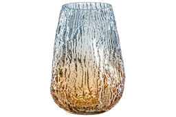 Ваза 15*15*20 см 2,2 л, бежево-голубая, стекло