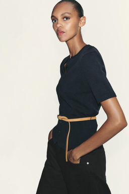 SHORT SLEEVE BELTED CARDIGAN - Zara фото 4