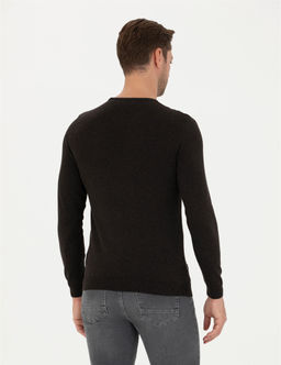 Kahverengi Slim Fit Bisiklet Yaka Triko Kazak - Pierre cardin фото 5