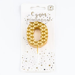 Свеча в торт на шпажке «Соты», цифра 0, 7 см, золото