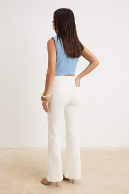 Ekru Yuksek Bel Orta Esnek Ispanyol Paca Flare Jeans TWOSS26JE00253 - Trendyolmilla фото 4