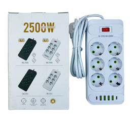 Сетевой фильтр удлинитель 6 розеток, 4 USB, 2 Type-C ,2 метра, выключатель,белый
