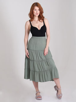 Юбка в стиле бохо из штапеля ярусная - Almond фото 13