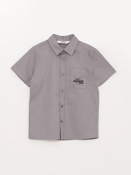 Bask?l? K?sa Kollu Erkek ?ocuk G?mlek