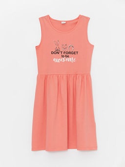 Bisiklet Yaka Bask?l? K?z ?ocuk Elbise