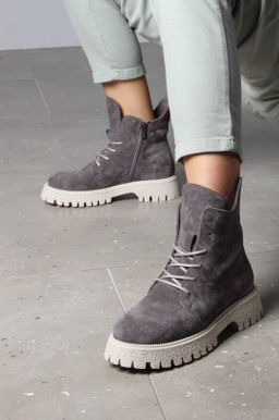 Ботинки 228.V.1541be. Серый замок замша / Байка