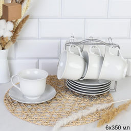 Чайный набор 12 предметов 350 мл на металл подставке / VR-6405 /