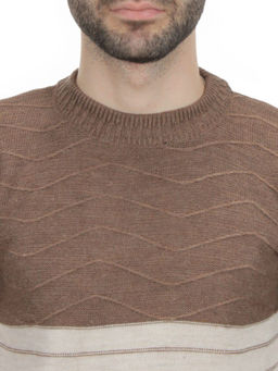 G638 BROWN/BEIGE Джемпер мужской (100% шерсть) - Фабричный китай фото 6