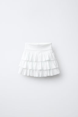 FALDA BERMUDA VOLANTES RAYAS / Blanco
