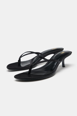SATIN KITTEN HEEL SANDALS - Zara фото 4