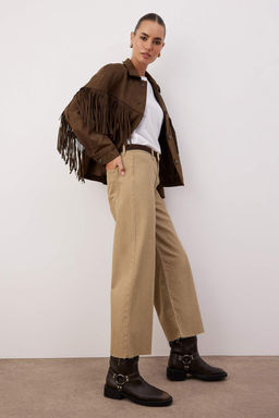 Koyu Mavi Orta Belli ve Beli Detayl? Pacas? Kesikli Culotte Bilek Boyu Jeans TWOAW26JE00045 - Trendyolmilla фото 8