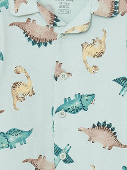 Polo Yaka Bask?l? Erkek Bebek Pijama Tak?m