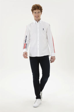 U. S. Polo Assn / Мужская белая рубашка с длинным рукавом - U.s. polo assn фото 4