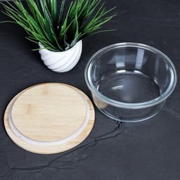 Контейнер круглый, крышка бамбук 620 мл, стекло / R-640Z /уп 36/ - Галеонтрейд фото 2