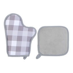 Кух. набор 2 пр. Этель Клетка прих. 20*20 см, вареж-прихв. 27*20 см,100% п/э  фото 3