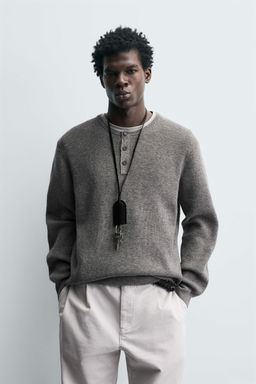 RIBBED BUTTON-NECK JUMPER - Zara фото 2