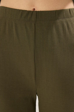 TRENDYOLMILLA Haki Wideleg/Genis Paca Normal Bel Orme Pantolon TWOSS25PL00056  фото 3