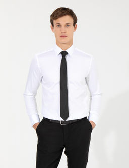 Beyaz Slim Fit Uzun Kollu Klasik G_mlek