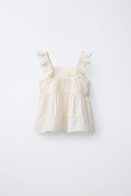 BLUSA ENCAJE / Crudo - Zara фото 3