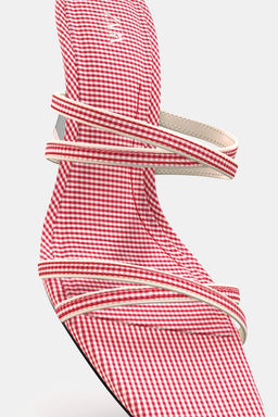 CHECK STRAPPY WEDGES - Zara фото 7