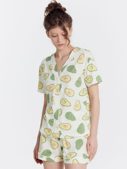 Комплект женский (жакет, шорты) молочно-бежевый с авокадо авокадо на св.молочном1 592348 - Mark formelle фото 3