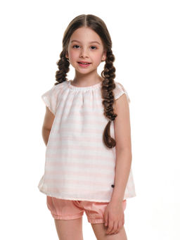 Футболка блузка для девочки UD 6536 роз полоса - Mini maxi фото 2