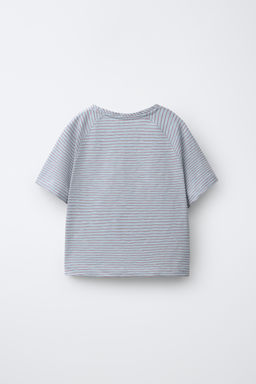 CAMISETA RAYAS MANGA RANGL?N / Azul pastel - Zara фото 2