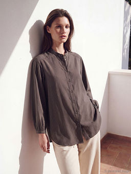 Hakim Yaka ?izgili Kad?n G?mlek Tunik