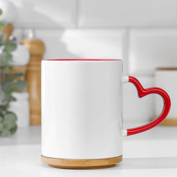 Цена за 16 шт. Кружка для сублимации, с фигурной ручкой «Сердце», бело-красная 320 мл