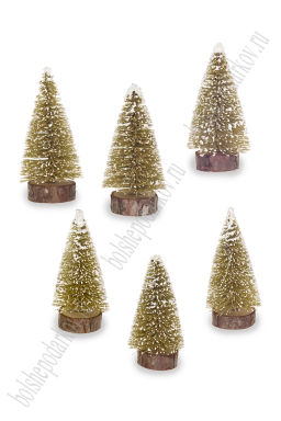 Новогодние украшения Ёлочка 6 см (6 шт) SF-8014, золото - Больше подарков фото 2