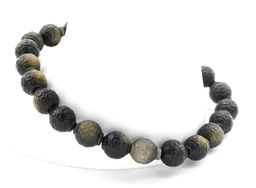 Браслет из Обсидиана шарик резной 7мм, 10г