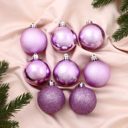 Ёлочные игрушки Классика ассорти, шары новогодние, d=5 см, набор 8 шт., сиреневый