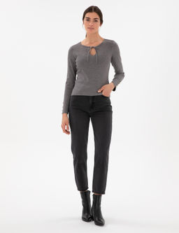 Gri Melanj Slim Fit Kazak - Pierre cardin фото 4