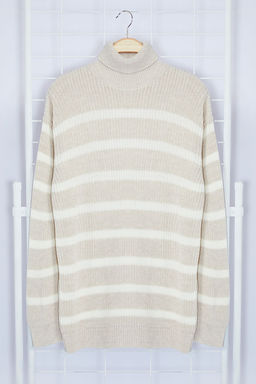 TRENDYOL MAN Lacivert Casual Unisex Oversize Fit Genis Kal?p Cizgili Triko Kazak TMNAW24KZ00017 - Trendyolmilla фото 7