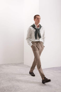 Regular Fit Oxford Dugmeli Polo Yaka Cizgili Pamuklu Uzun Kollu Gomlek - Defacto фото 2