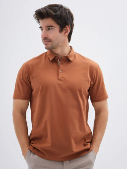 Джемпер мужской с воротником поло короткий рукав GREG G144-KO-HJ-70138-1246T (терракот)  фото 6