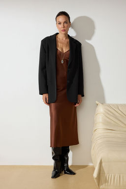 TRENDYOLMILLA Siyah Duz Kesim Saten Ask?l? Maxi Dokuma Elbise TWOSS24EL00163  фото 22