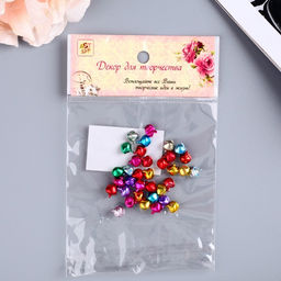 Набор декора для творчества металл Колокольчики цветные вес 5 гр, d-0,7 см, 12х10 см - Арт узор фото 4