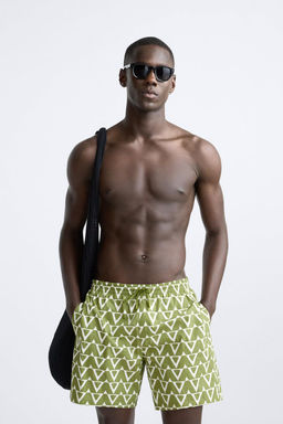 LONG GEOMETRIC PRINT SWIMMING TRUNKS - Zara фото 2