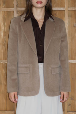 Vizon Kemerli Kase Regular/Normal Kal?p Blazer Blazer Ceket TWOAW26BC00041 - Trendyolmilla фото 4