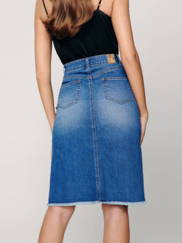 CONTE Джинсовая юбка-midi А-силуэта CON-356 mid blue