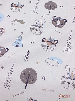 Бязь Индейцы - мордочки, (комп), СОРТ2, ш.1.5м, хлопок-100%, 120гр/м.кв