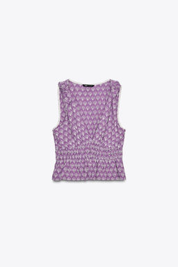 TOP WITH CUTWORK EMBROIDERY AND TIE DETAIL - Zara фото 6